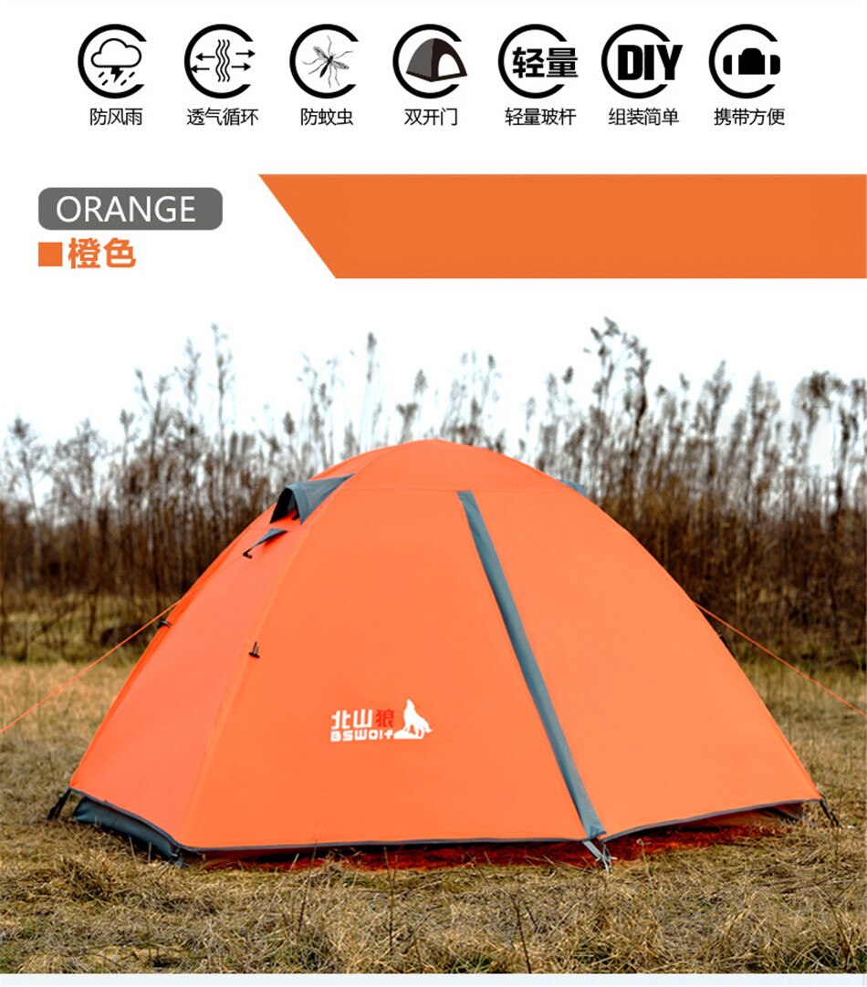Cheap Goat Tents Outdoor 1 2 Person Camping Tent 210D Oxford Waterproof Double layer Tent Two Door Anti mosquito Breathable Fishing Hiking Tents   